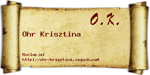 Ohr Krisztina névjegykártya